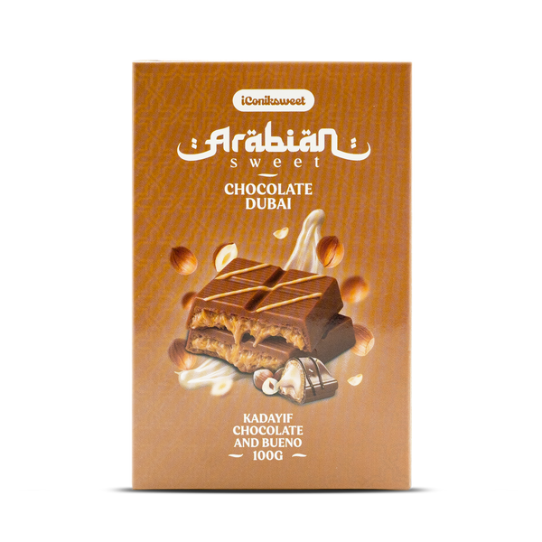 iConiksweet – Tablette de Chocolat Dubai - Kayadif Chocolat au lait & Bueno – 12 x 100g