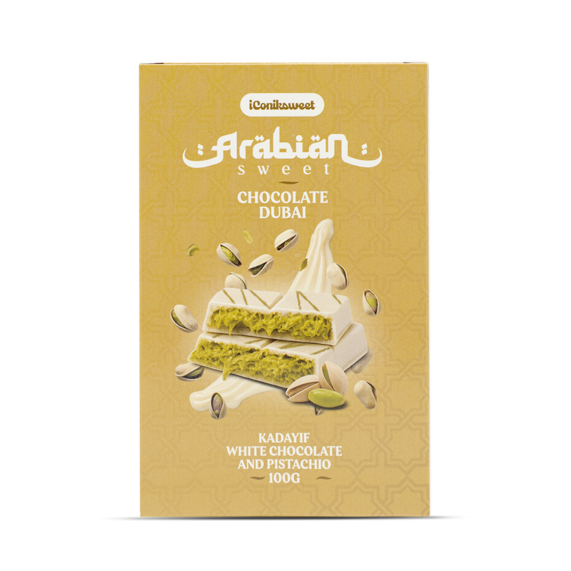 iConiksweet – Tablette de Chocolat Dubai - Kayadif Chocolat blanc & Pistache – 1 x 100g
