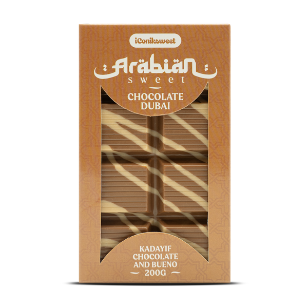 iConiksweet – Tablette de Chocolat Dubai - Kayadif Chocolat au lait & Bueno – 12x200g
