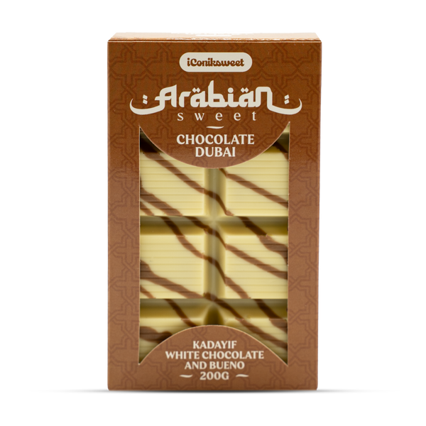 iConiksweet – Tablette de Chocolat Dubai - Kayadif Chocolat blanc & Bueno – 12x200g