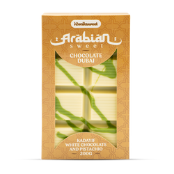 iConiksweet – Tablette de Chocolat Dubai - Kayadif Chocolat blanc & Pistache – 12x200g