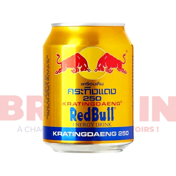 RedBull Gold Red bull Thaïlande Redbull Thai Redbull concentré Energy Drink est un produit thaïlandais, contenant 250 ml d'énergie revitalisante et concentrée, renforcée par des nutriments. Profitez de ce remontant revitalisant chaque fois que vous avez besoin d'un regain d'énergie et de nutriments !