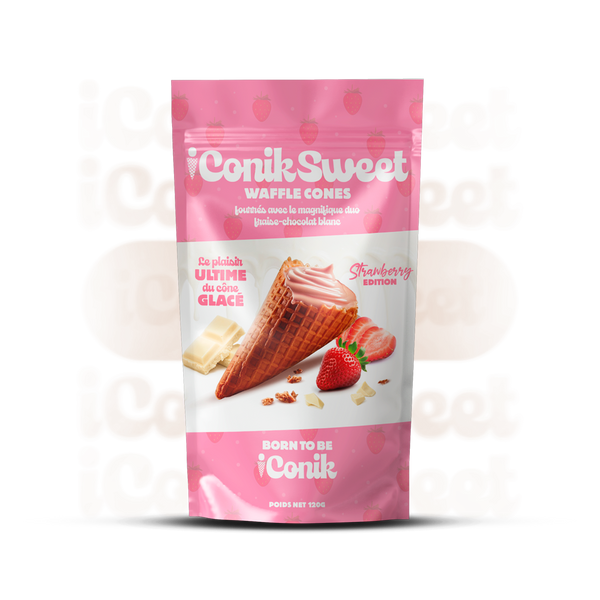 iConiksweet - Waffle Cones - Fraise & Chocolat blanc - Strawberry edition
