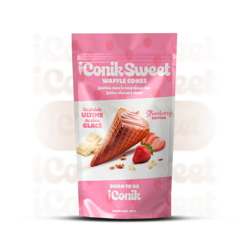 iConiksweet - Waffle Cones - Fraise & Chocolat blanc - Strawberry edition 1x120g
