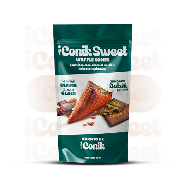 iConiksweet - Waffle Cones - Chocolat au lait & crème de pistache - Dubai Edition