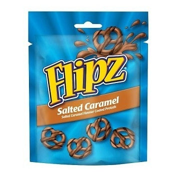 Flipz Salted caramel flavour coated pretzels with chocolate drizzle 12x80g