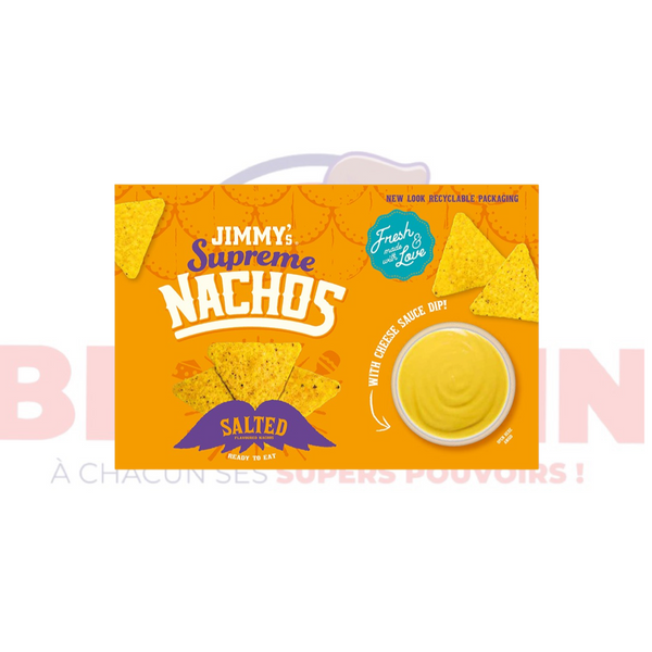 Jimmy's Supreme Nachos with cheese sauce