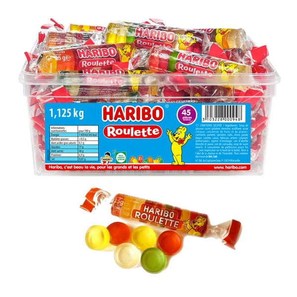 Haribo Roulette – Boîte de 1,125 kg (45 pièces)